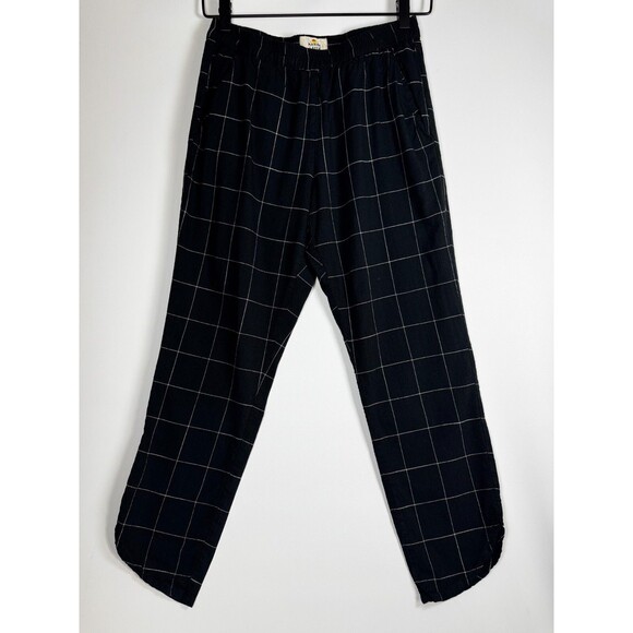 Marine Layer Pants Womens Extra Small Black Windowpane Plaid Tencel Sustainable - Picture 1 of 14